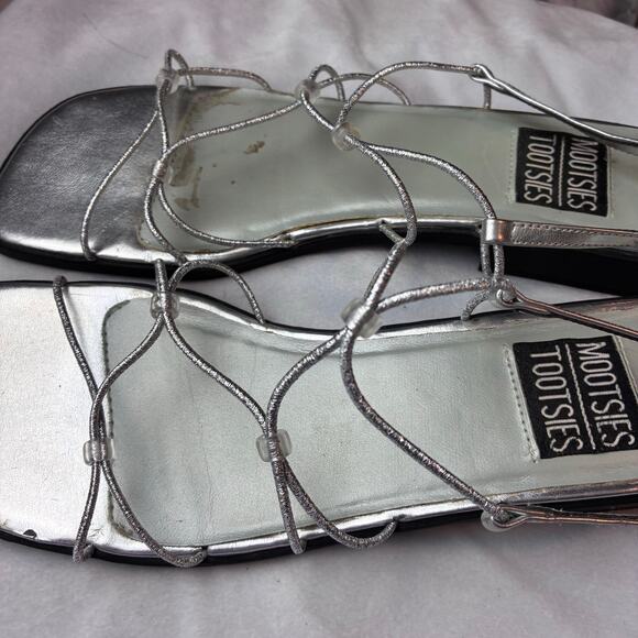 Vintage Y2K Mootsies Tootsies Strappy Flat Square Toe Sandal Silver Beads 8.5 - Picture 4 of 7